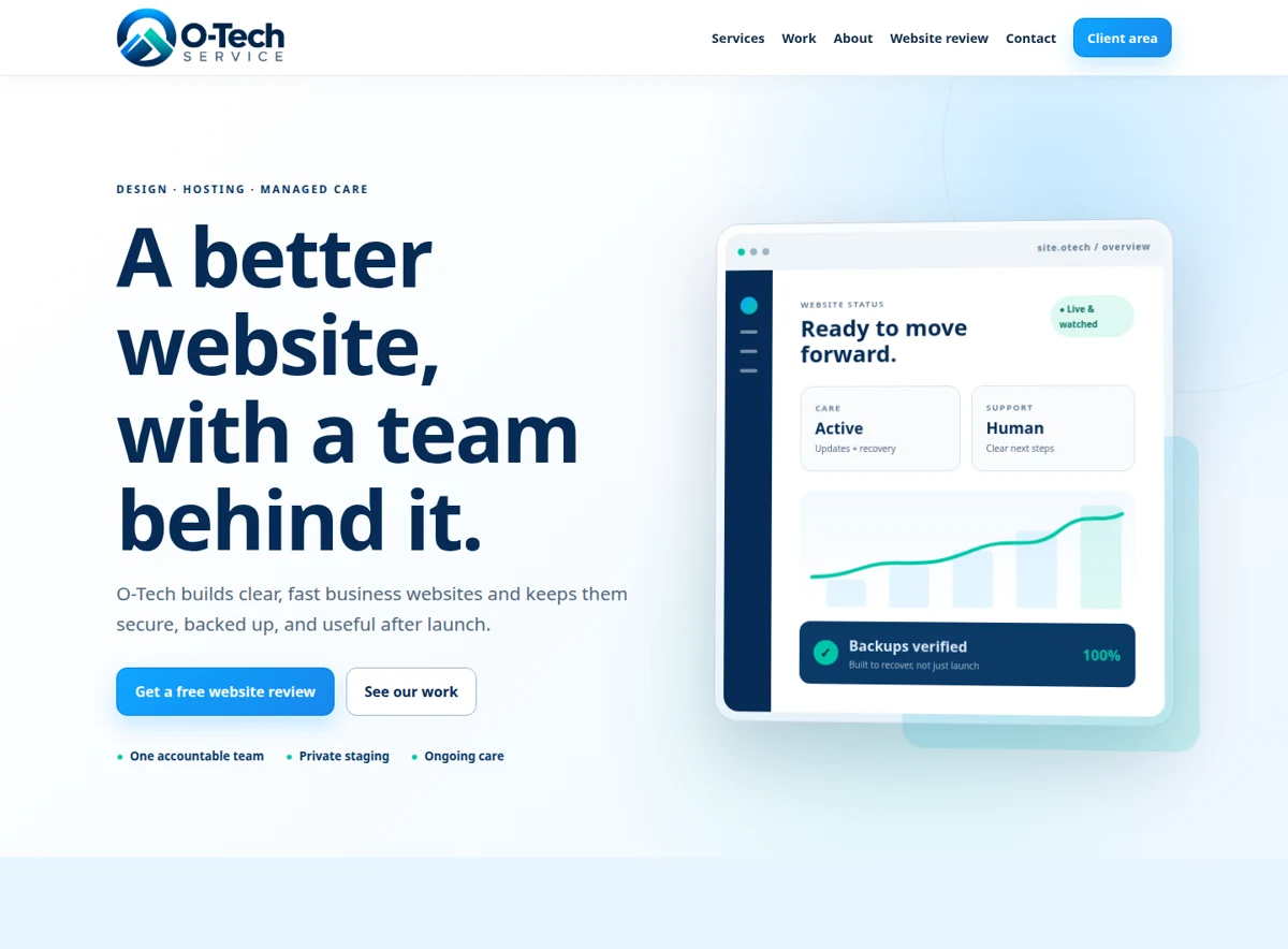 O-Tech Service live Laravel homepage